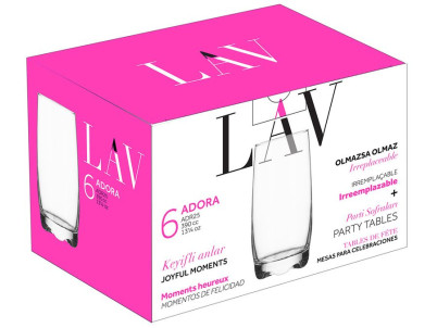 Pohár Adora, LAV, sklenený, na vodu, 390 ml, 61x145 mm, bal. 6 ks Pohár Adora, LAV, sklenený, na vodu, 390 ml, 61x145 mm, bal. 6 ks