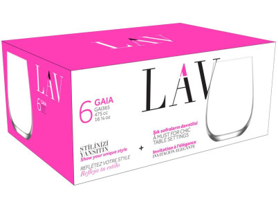 Pohár Gaia, LAV, sklenený, na vodu, 475 ml, 70x111 mm, bal. 6 ks Pohár Gaia, LAV, sklenený, na vodu, 475 ml, 70x111 mm, bal. 6 ks
