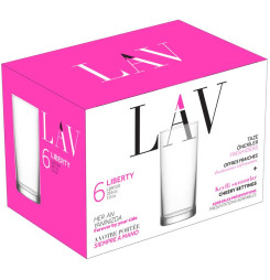 Pohár Liberty, LAV, sklenený, na vodu, 295 ml, 62x133 mm, bal. 6 ks