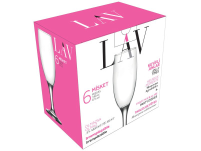 Pohár Misket, LAV, sklenený, na šampanské, 190 ml, 50x193 mm, bal. 6 ks Pohár Misket, LAV, sklenený, na šampanské, 190 ml, 50x193 mm, bal. 6 ks