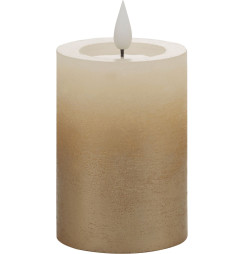 Sviečka MagicHome Vianoce, LED, 2xAAA, jednoduché svietenie, krémová/zlatá, metalický efekt, 7x10 cm