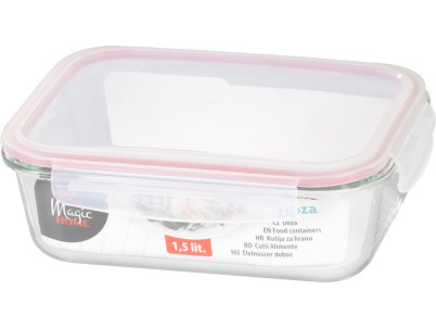 Dóza MagicHome, obdĺžniková, 1500 ml, s vekom, Clip, sklenená Dóza MagicHome, obdĺžniková, 1500 ml, s vekom, Clip, sklenená