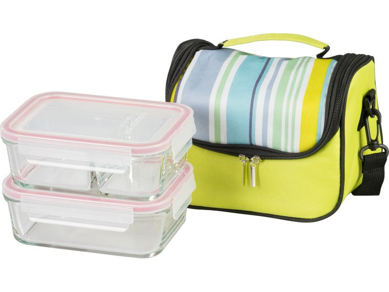 Dóza MagicHome, sada 2 ks, 2 x 900 ml, obdĺžniková, s chladiacim boxom, termobox, termo taška, sklenená