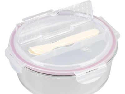 Dóza MagicHome, okrúhla, 1200 ml, s vekom, s príborom, Clip