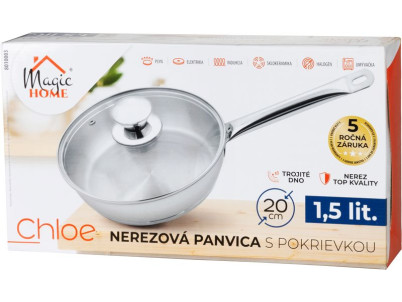 Panvica MagicHome Chloe, 20 cm, 1,5 lit., so sklenenou pokrievkou, nerez