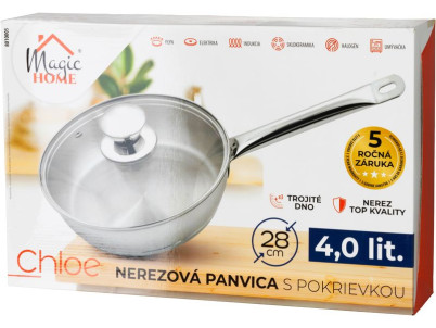 Panvica MagicHome Chloe, 28 cm, 4 lit.,so sklenenou pokrievkou, nerez