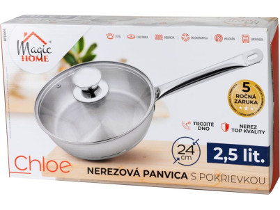 Hrniec MagicHome Chloe, 30 cm, 15 lit., so sklenenou pokrievkou, nerez