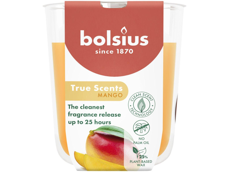 Sviečka Bolsius True Scents, mango, 80x73 mm, v skle Sviečka Bolsius True Scents, mango, 80x73 mm, v skle