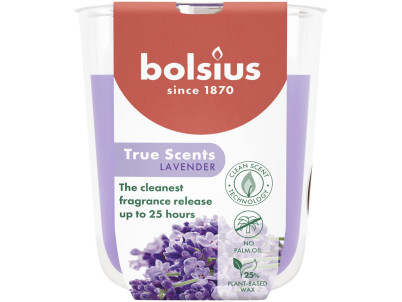 Sviečka Bolsius True Scents, levanduľa, 80x73 mm, v skle