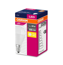 Žiarovka OSRAM® LED FR 060 (ean2939) non-dim, 6,5W/827 E14 2700K Value CLASSIC P