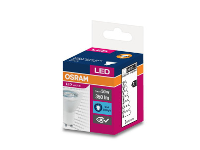 Žiarovka OSRAM® LED GU10 50 (ean8647) 36° 4,5W/6500K Value PAR16
