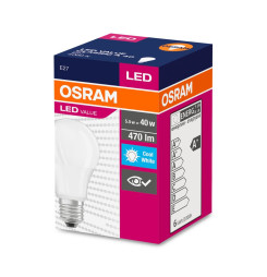 Žiarovka OSRAM® LED FR 040 (ean7081) non-dim, 4,9W/840 E27 4000K Value CLASSIC A