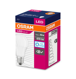 Žiarovka OSRAM® LED FR 040 (ean1011) non-dim, 4,9W/865 E27 6500K Value CLASSIC A