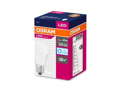 Žiarovka OSRAM® LED FR 040 (ean1011) non-dim, 4,9W/865 E27 6500K Value CLASSIC A Žiarovka OSRAM® LED FR 040 (ean1011) non-dim, 4,9W/865 E27 6500K Value CLASSIC A