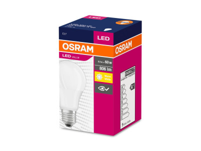 Žiarovka OSRAM® LED FR 060 (ean6842) non-dim, 8W/827 E27 2700K Value CLASSIC A
