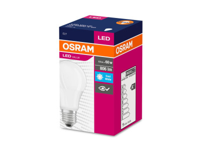Žiarovka OSRAM® LED FR 060 (ean3381) non-dim, 8W/840 E27 4000K Value CLASSIC A