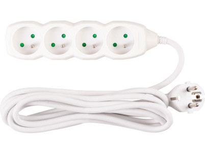 Kábel DG-F804B L-3 m, predlžovací, biely, 4x zásuvka, new edition Kábel DG-F804B L-3 m, predlžovací, biely, 4x zásuvka, new edition