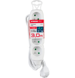 Kábel DG-F804B L-3 m, predlžovací, biely, 4x zásuvka, new edition