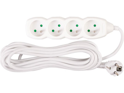 Kábel DG-F804B L-5 m, predlžovací, biely, 4x zásuvka, new edition
