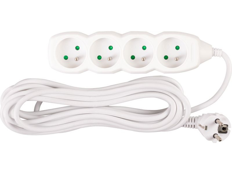 Kábel DG-F804B L-5 m, predlžovací, biely, 4x zásuvka, new edition