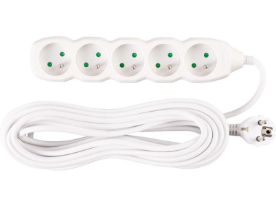 Kábel DG-F805B L-10 m, predlžovací, biely, 5x zásuvka, new edition