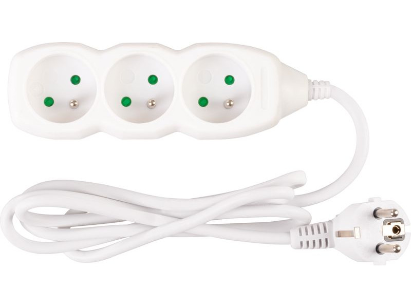 Kábel DG-F803B L-1.5 m, predlžovací, biely, 3x zásuvka, new edition