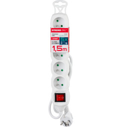 Kábel DG-F805BK L-1.5 m, predlžovací, biely, 5x zásuvka + vypínač, new edition