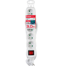 Kábel DG-F805BK L-3 m, predlžovací, biely, 5x zásuvka + vypínač, new edition