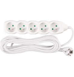 Kábel DG-F805B L-5 m, predlžovací, biely, 5x zásuvka, new edition
