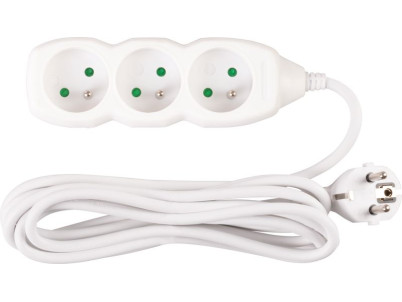Kábel DG-F803B L-3 m, predlžovací, biely, 3x zásuvka, new edition Kábel DG-F803B L-3 m, predlžovací, biely, 3x zásuvka, new edition
