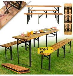 Set pivný DORTMUND Standard3, stôl 175x46x77 cm, 2x lavica 175x23x47 cm, drevo 25 mm