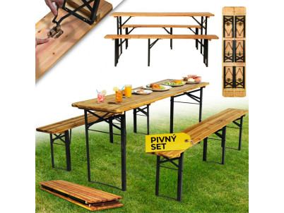 Set pivný DORTMUND Standard3, stôl 175x46x77 cm, 2x lavica 175x23x47 cm, drevo 25 mm