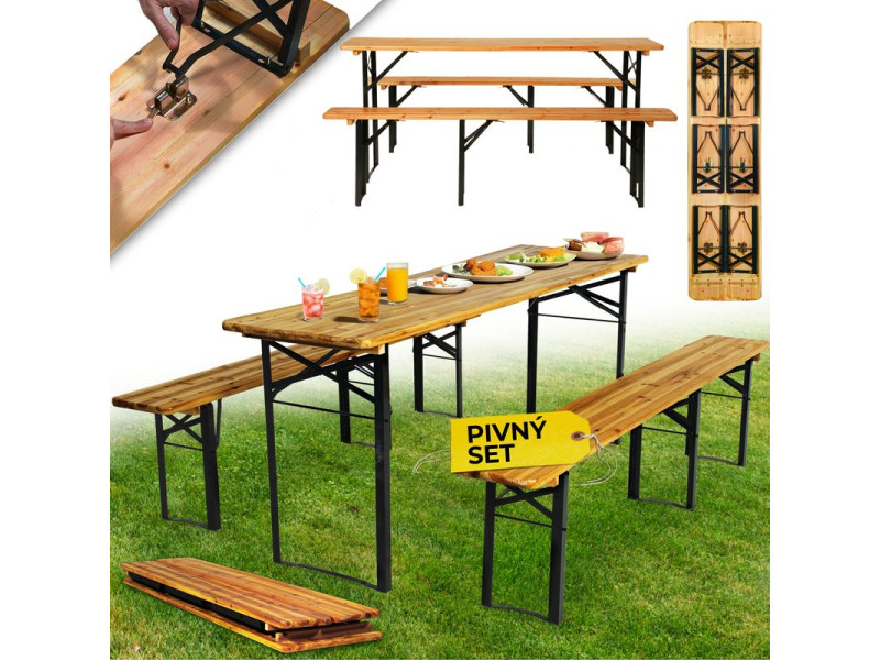 Set pivný DORTMUND Standard3, stôl 175x46x77 cm, 2x lavica 175x23x47 cm, drevo 25 mm