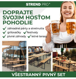 Set pivný DORTMUND Standard3, stôl 175x46x77 cm, 2x lavica 175x23x47 cm, drevo 25 mm