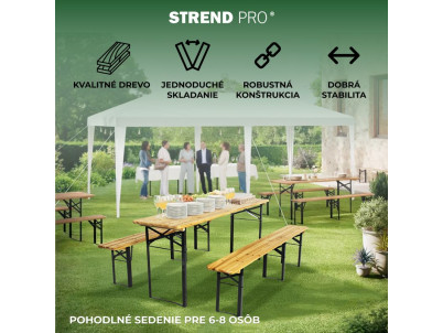 Set pivný DORTMUND Standard3, stôl 175x46x77 cm, 2x lavica 175x23x47 cm, drevo 25 mm