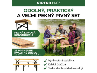 Set pivný DORTMUND Standard3, stôl 175x46x77 cm, 2x lavica 175x23x47 cm, drevo 25 mm