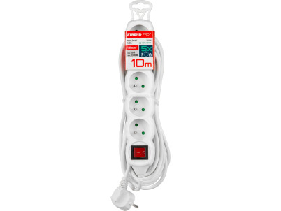 Kábel DG-F805BK L-10 m, predlžovací, biely, 5x zásuvka + vypínač, new edition