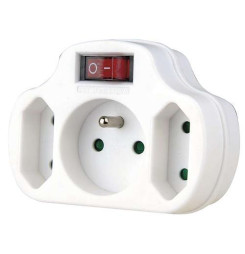 Zásuvka EMOS P0029, rozbočovacia, biela, 1× 2P + PE + 2× 2P, vypínač