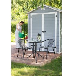 Set balkónový ALESIA, čierny/antracit, stôl 70x60 cm, 2x stolička 52x55x73 cm, oceľ