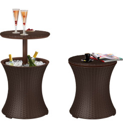 Bar Keter® COOL BAR RATTAN, hnedý, multifunkčný, záhradný stôl, okrúhly, 490x490x570/820 mm