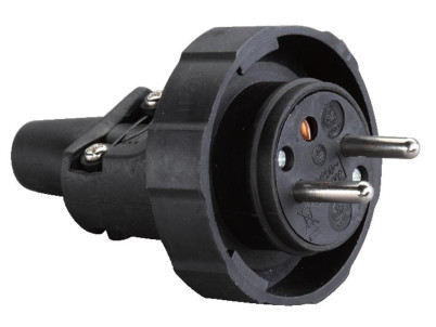 Vidlica do zásuvky Strend Pro, na predlžovací kábel, 230V, IP65, 16A, guma, čierna Vidlica do zásuvky Strend Pro, na predlžovací kábel, 230V, IP65, 16A, guma, čierna