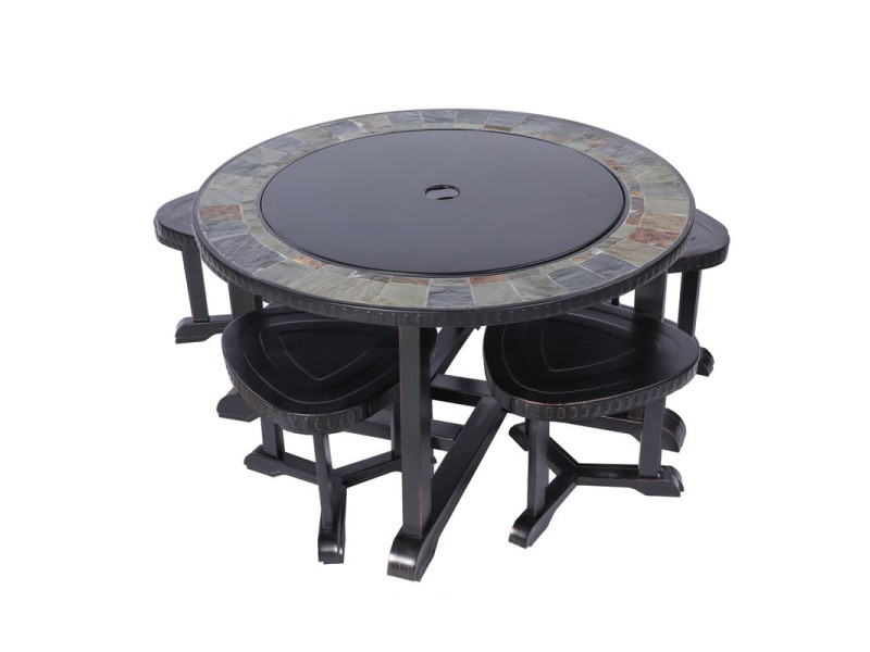 Gril a Ohnisko Strend Pro Grill, kovové, 4 stoličky, 3 v 1, 105x75 cm, uhlie, záhradné