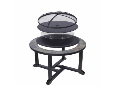 Gril a Ohnisko Strend Pro Grill, kovové, 4 stoličky, 3 v 1, 105x75 cm, uhlie, záhradné