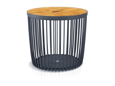 Stolík s vekom Clubo 450x410 mm, 2v1, univerzálny kôš, bambusové veko, 50 lit., antracit