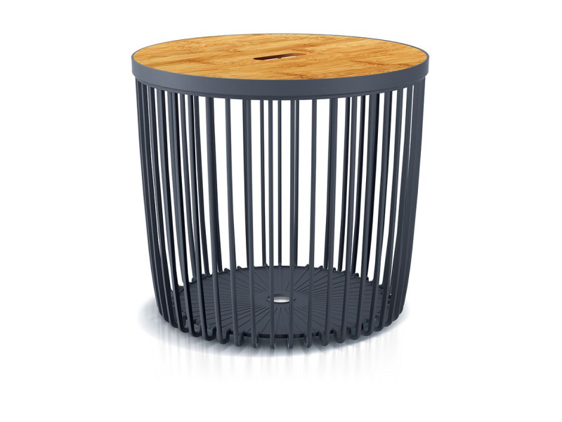 Stolík s vekom Clubo 450x410 mm, 2v1, univerzálny kôš, bambusové veko, 50 lit., antracit