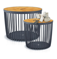 Stolík s vekom Clubo 450x410 mm, 2v1, univerzálny kôš, bambusové veko, 50 lit., antracit