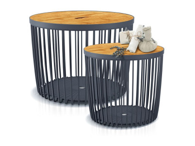 Stolík s vekom Clubo 450x410 mm, 2v1, univerzálny kôš, bambusové veko, 50 lit., antracit
