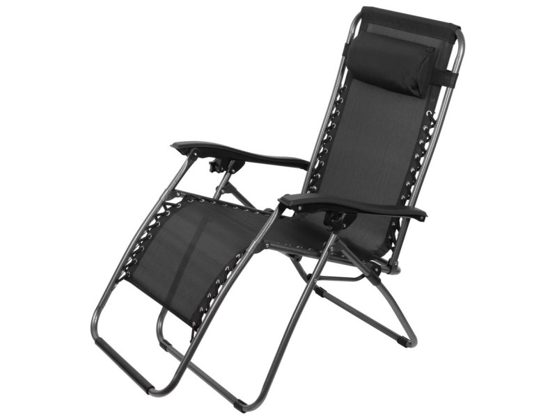 Lehátko SONORA, čierne, polohovateľné, max. 120 kg, 66x177x108 cm