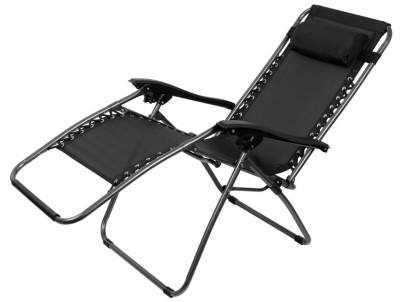 Lehátko SONORA, čierne, polohovateľné, max. 120 kg, 66x177x108 cm