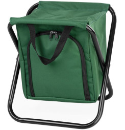 Stolička Strend Pro, zelená, skladacia, kempingová, rybárska, s chladiacim úložným priestorom, max. 150 kg, 32x27x34 cm